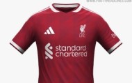利物浦26-27赛季主场球衣谍照：采用深红色调+白色细节装饰